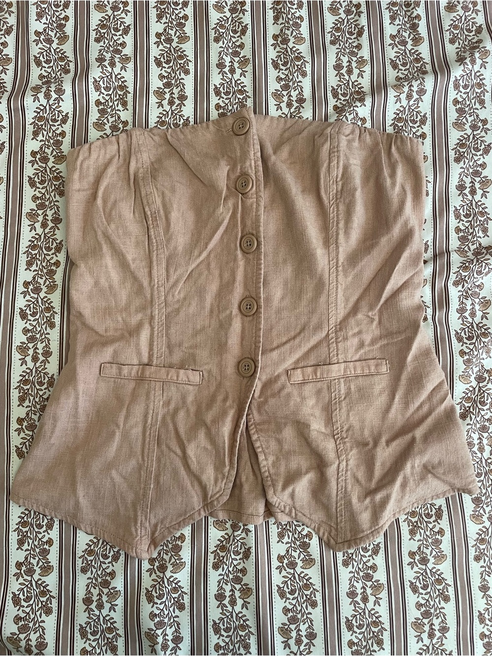 wild fable Strapless Button-Front Bustier Bodysuit in Brown